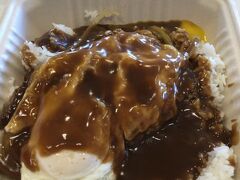 お昼だったので町のバーガー屋さんへ。でもバーガーは隣のピザ屋さんの方が美味いとのこと。だからロコモコに。スポットは登録されていないためにピザ屋に