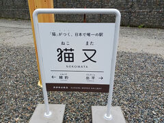折り返しの猫又駅に到着。

「猫」がつく、日本で唯一の駅だそう。
「猫又」の由来は、諸説あるのですが、その昔、猫に追われてきたネズミが、「猫又駅」のそばにある「ねずみ返しの岩壁」に阻まれて登れずに引き返したため、それを追ってきた「猫も又」引き返したということから、この地名がついたとも言われています。
と室井滋さんが言ってました。

もともと猫又駅は、標高３５８メートルにある工事関係者専用駅。一般の人は降車ことができない。欅平駅まで行けなくなり、猫又駅折り返しになったから下車でできた。ある意味貴重な経験。