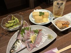 食べたかった、活あじのお造り。