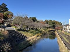 左側が真岡城址。お濠が綺麗に整備されています。