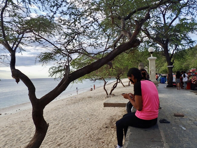 16:57<br />丘から海岸に降りました。<br />木の下で涼んでいる人や海で泳いでいる地元の人がいます。