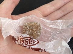 ■13:00 懐かしいお土産を買う

小さい頃犬山に来たときによく買ってた名物を、久しぶりに買おうと思ってました。
でもげんこつ飴と、きびだんごのどっちが好きだったのか？記憶になくて。
迷っていたら試食させていただきまして、結局両方を大人買いです（記憶が戻らなかった）。
両方とも黒砂糖＋きなこ味で、きびだんごの方が柔らかい。

この後移動の合間に早速きびだんごを食べました。行動食扱いです。