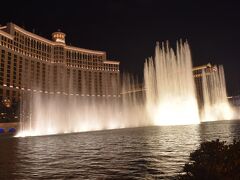 1日の締めは、向かいのホテル「ベラッジオ」の噴水ショーで。砂漠の夜は冷えると聞いていたが、ここラスベガスはヒートアイランド現象のせいなのか、夜になっても暑い。熱帯夜といって差し支えない。