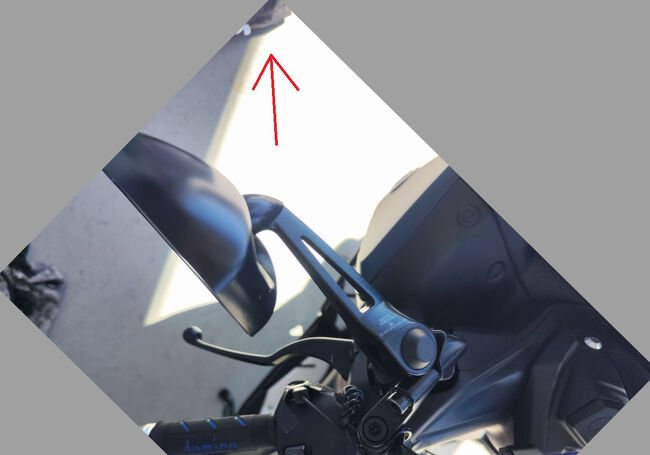 写真傾ければ分かるかな？矢印方向が前方なんだがミラーが後ろじゃなくて真横向いてるだろｗｗｗｗおいｗｗｗｗぶつけたろｗｗｗｗ