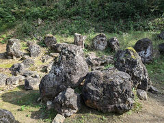 山腹には、南陽寺跡庭園、諏訪館跡庭園、湯殿跡庭園の３つの庭園があったそうです。
足利義明を招いて宴会をしたこともあったとのことです。
大きな石を運んできて、よく配置したよねぇ～。
どこから運んできたんだろう？
桜の木も植えて、眺めていたなんて風流だなぁ～。