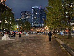 東京駅正面まで移動し、行幸通りに出ました。結婚式の記念撮影をされている方を何組か見ました。