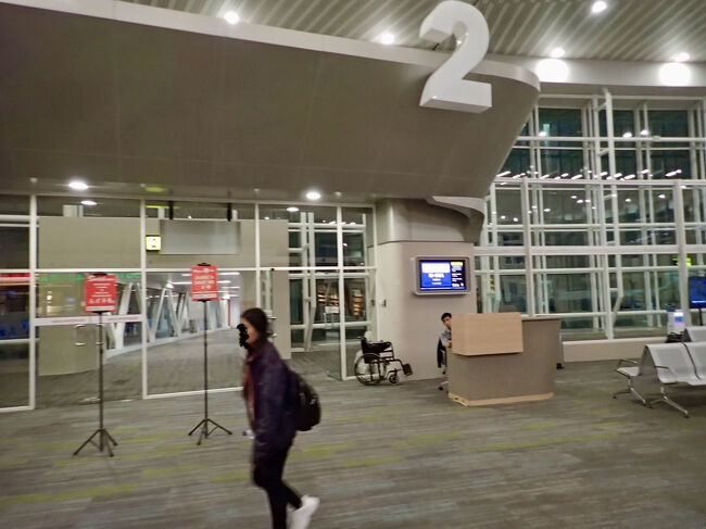 やっと出てきた荷物を持って搭乗口に駆け込みます。