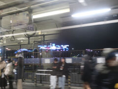 途中、あしかがフラワーパーク駅では
イルミネーションがかなりきれい！
突然だったので撮り損ねました。
ホーム越しに少し見えますが・・・
たくさんの人が乗ってきました。