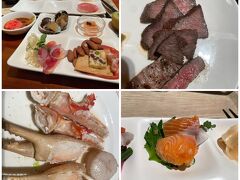 さーお楽しみの夕食だよーーー
シェラトン・グランデ・オーシャンリゾート内のレストランガーデンビュッフェ「パインテラス」
お正月メニューらしく、普段の約２倍の価格　しかし溜まっていたポイントが有りお安く頂きました・・　
食えるだけ食わねーと・・腹パンパン
明日の朝食抜きだな　