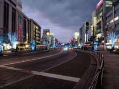 前日の夜。ライトアップした姫路城と大手前通り。姫路駅から姫路城が見えます。綺麗でした。