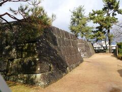 天守台跡の北側に残る天守跡の石垣です。

四角に整形した石材を密着させ積み上げる「切込み接ぎ（きりこみはぎ）」の立派な石垣です。
