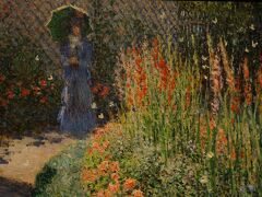 2016.10 「デトロイト美術館展」上野の森美術館
「グラジオラス」1876年頃
アルジャントゥイユのモネの家の庭で、妻のカミーユを描いたもの。赤やピンクのグラジオラスが印象的な作品です。