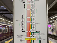 梅田阪急電車到着
夫の姉の家は阪急千里線