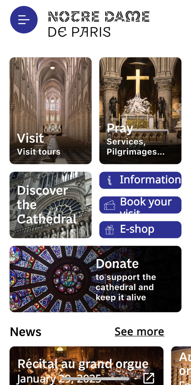 次の画面がこれ<br /><br />右側の3つの小さなボタンの真ん中の<br />Book your visit をタップ