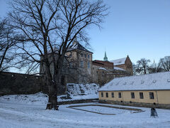 歩いてアーケシュフース城に行きました。
夏には場内見学できるツアーもあるそうですが、今回は城周りを見学。
このお城は映画「アナと雪の女王」のアナとエルサが住むアレンデール城のモデルになったとも言われています。
お城自体はこじんまりしたお城でした。
