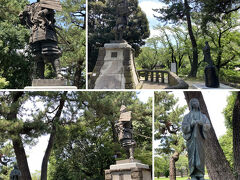 天守前の五条川を渡ると、清洲古城跡公園、清洲公園があります。

清洲古城跡公園は、清州城が実際に立っていた場所にあり、「清洲古城跡」の石碑と、天守跡には織田信長を祀った社が鎮座しています。

清須公園には、織田信長とその正妻 濃姫の銅像があります。
濃姫の銅像は、織田信長像に寄り添っているかのように建っているのが印象的です。