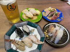 14:15　約45分待って入店。
がすえび、梅貝、ほたるいか黒造り、のど黒、白えびの北陸五点盛り1,820円など。