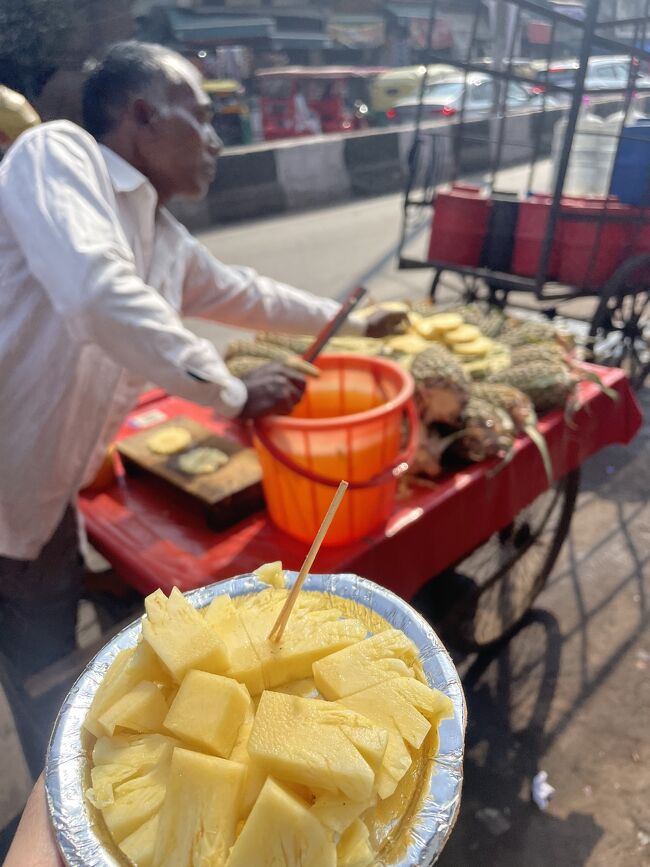 パイナップルを売ってたので即買い。旅先でこういう馴染みの味に触れることでストレスを低減できる。