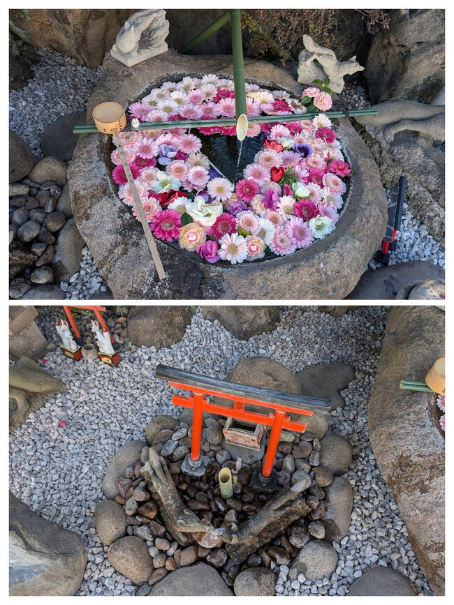 彩り豊かなお手水鉢と水琴窟は、参拝に来ていたインバウンドの方に人気でした。水琴窟は、本当にいい音がしました。