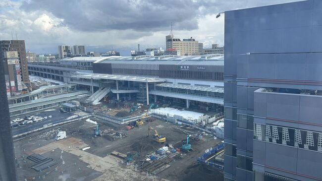 飛行機で新潟に着いた翌日は、なんと・・・夜の間に雪が積もって居て・・・ビックリ！！<br />チェックアウト１１時に荷物を預け、外出した。