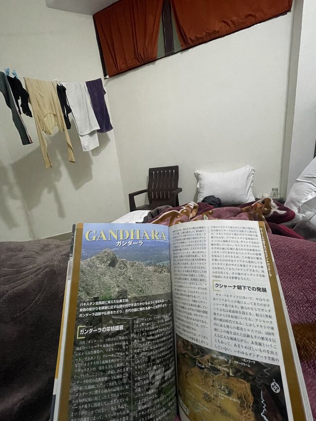 小説の一冊くらいは持ってくるべきだった。これが今回の旅の痛恨のミス。SNSとwebマンガで無限に時間は溶かせるが……。一番楽しいのは、ガイドブックの活字を読むとき。薬で症状が抑えられていることもあるが、明日のパキスタンが待ち遠しくなる。<br />そろそろこの旅の前半が終わる。色々とつらかった気がするが、後半も楽しみだ。