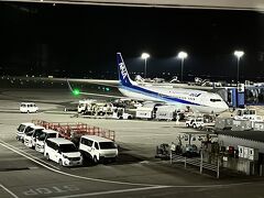 ■中部国際空港第1ターミナル (愛知県常滑市)

飛行機を降機しました。飛行機マニアとしてはもう少し乗っていたかったと思うほどあっという間に到着しました。

搭乗機はこの後、名古屋(中部)発福岡行の便に充当されるようです。

次は羽田行に搭乗しますが、翌朝のフライトなので、いったん外に出ます。
