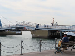 お、跳ね橋だ。「ブルーウィングもじ」と名付けられた橋。
今も使われているのだな。