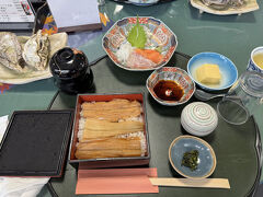 厳島神社について　穴子と牡蠣の昼食　美味しかった。
