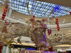 さらに歩いていくとLucky Chinatown Mallがあったので、涼みがてらに中に入ってみると細い木でできた龍が鎮座しておりました。