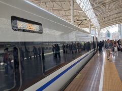 この電車に乗って上海駅まで。
乗ってる感覚は、本当に日本の新幹線です。早いし揺れない。