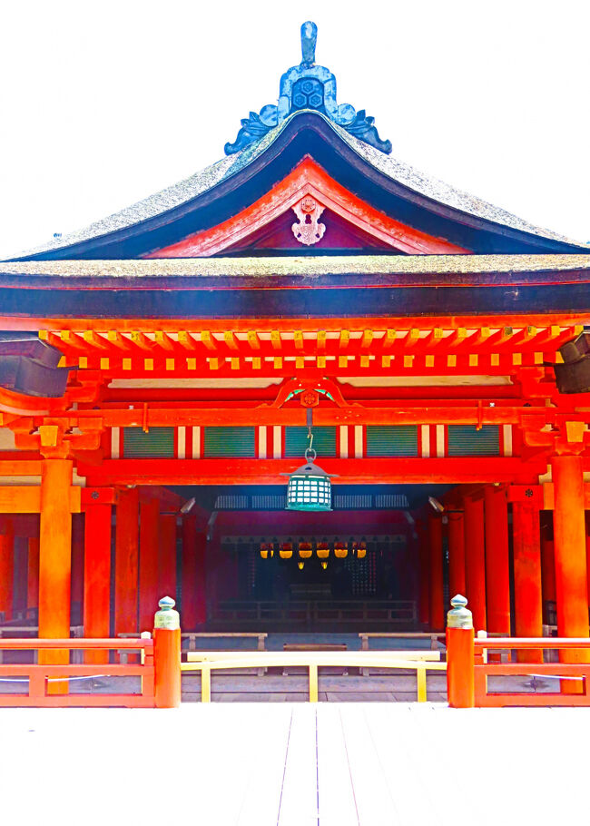 宮島陽春-6 厳島神社 国宝（御本社2棟/客神社2棟/回廊） ☆唯一