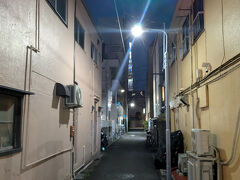 路地から見えるスカイツリー