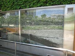 伊皿子貝塚の保存展示　縄文時代の人々は高輪台地の下の海から採れた貝を食べていました。その伊皿子貝塚の厚い部分を接着剤で固め、切り出し、三田台公園に展示しています