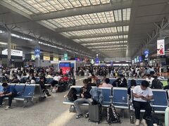 9:40、上海虹橋駅に到着。高速鉄道乗り場はエアポートメトロとはそんなに離れていなかった。乗り場に入るには、事前に購入した高速鉄道のチケットを見せないといけないし、もちろん荷物チェックもある。

虹橋駅はターミナル駅で中国の各都市を高速鉄道が走行している。それにしてもさすが中国、駅がとても広い