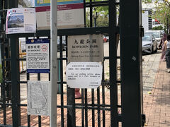 いったん、ホテルに戻って、ホテル玄関から右に出てすぐの道へ右折すると、九龍公園に出ます。ここを通って尖沙咀まで行きます。