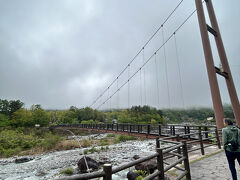 こまくさ橋という吊り橋が大田切川にかかっていました。
これを渡ると木曽駒ヶ岳ロープウェイへ向かう菅野台バスセンターや駒ケ根フアームスなどのお土産店や飲食店のあるエリアに行けます。