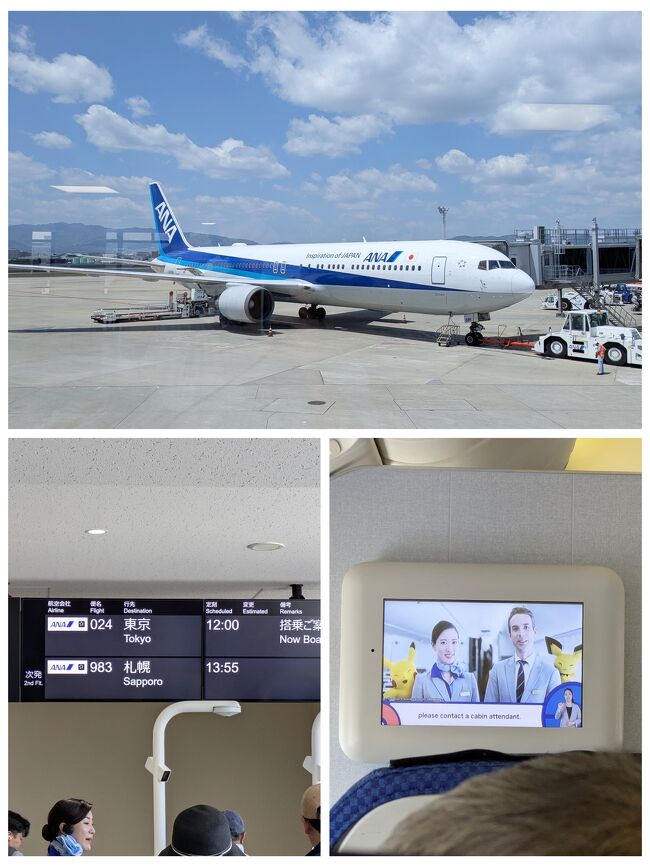 伊丹空港から羽田空港までのフライトは1時間15分。<br />離陸前の機内の安全ビデオはポケモンバージョンでした☆