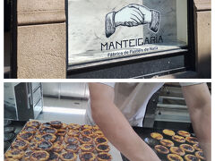 サン・ベント駅からボリャン市場を目指して歩いていた時に「Manteigaria」と言うカフェがあってエッグタルトを焼いているところが見られたので入りました。2つだけ現金で買いました。2.80ユーロ

