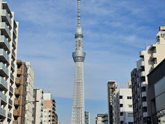 次はすみだ北斎美術館へのんびり歩いて向かいます
途中、スカイツリーがどーんと登場！