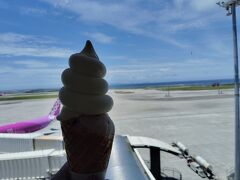飛行機見ながらソフトクリーム