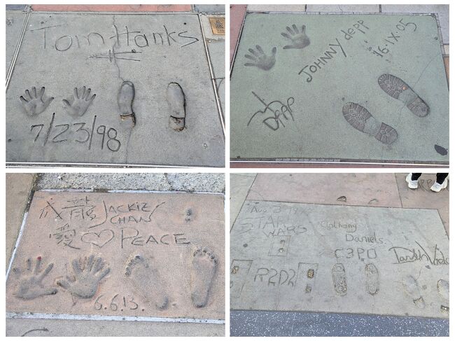 ここには有名人の手形や足形があります。<br />トム・ハンクスやジョニー・ディップ、ジャッキー・チェンなど超有名な人たちばかりです。