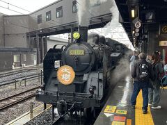 大樹５号が、白い煙を噴き上げながら入線してきました。