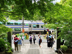 まず円覚寺。
円覚寺境内の真ん前を横須賀線が横切り、参道に踏切があるので、ここに来ると必ずこのような写真を撮ってしまう。