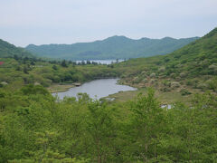 12：27、鳥居峠に到着。覚満淵の向こうに大沼が見えるお気に入りのスポットです。ここもツツジ越しに見えて、他の季節より良い眺め。
鳥居峠に着いた時点で、12：37発の帰りのバスに間に合うかどうか、かなり微妙な時間になっていることが判明。(最初のバス停間違いでのロスが悔やまれる！)　走って間に合わないと悲しいので、諦めてハイキングを楽しむことにしました。…帰りのバス、約３時間後なんですけどね。