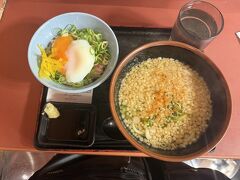 梅田に着いて、うどんとネギトロ丼セットを食べました。
大阪ではネギトロ丼には卵かけるんだ。ネギも東京では練り込まれているけど、大阪は別乗せ。揚げ玉は入れ放題です。うどんが見えない(笑)