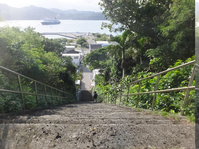 階段を降ります。<br />登りよりも慎重に。