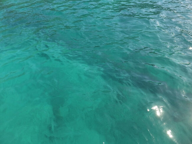 海の中にうっすら船の形。