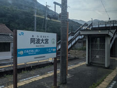 次の阿波大宮駅でも最後部の車両のドアは開きませんでした。
２人入れるくらいのこじんまりとした「待合所」が印象的でした。