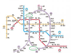 熱田神宮伝馬駅から名古屋城駅へ移動します（緑〇から緑〇へ）

名古屋の地理に疎い4人、せめて路線図で位置確認をしましょう。
伝馬（てんま）と読むらしい、大阪に天満（てんま）があるので知らなかった。