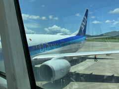 今回も窓際の席は取れず、通路側の席に。機材は、B737-800
USBのポートが設置されていた。
12:42ドアクローズ、12:54離陸。
13:22着陸態勢へ、左手に宮古島、下地島の飛行場。
13:35に石垣空港に着陸